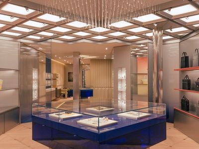 Luxury retail store interior with display cases